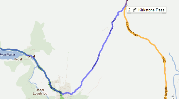 Kirkstone Pass on Google Maps